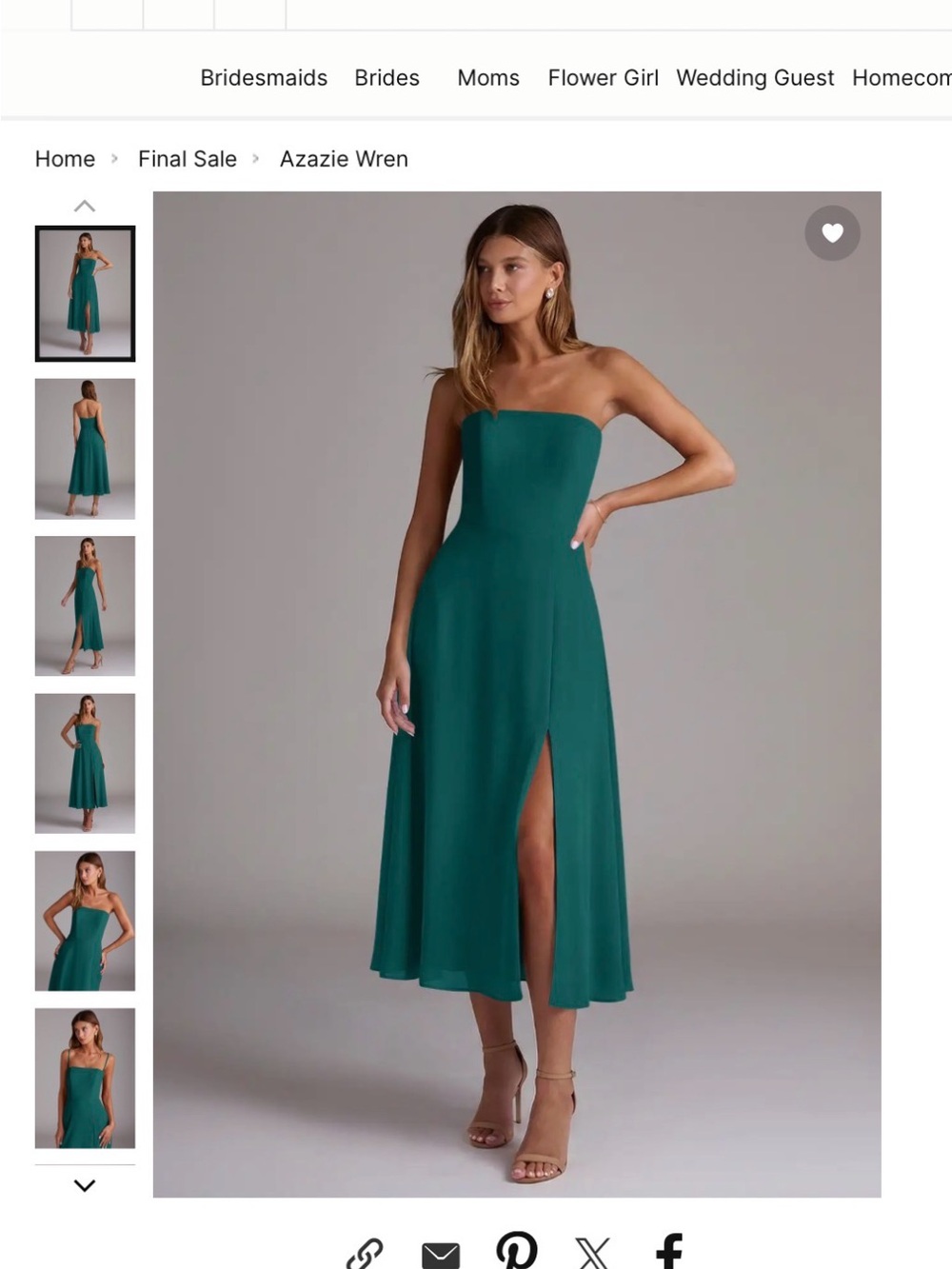 Azazie Strapless Midi Dress in PINE